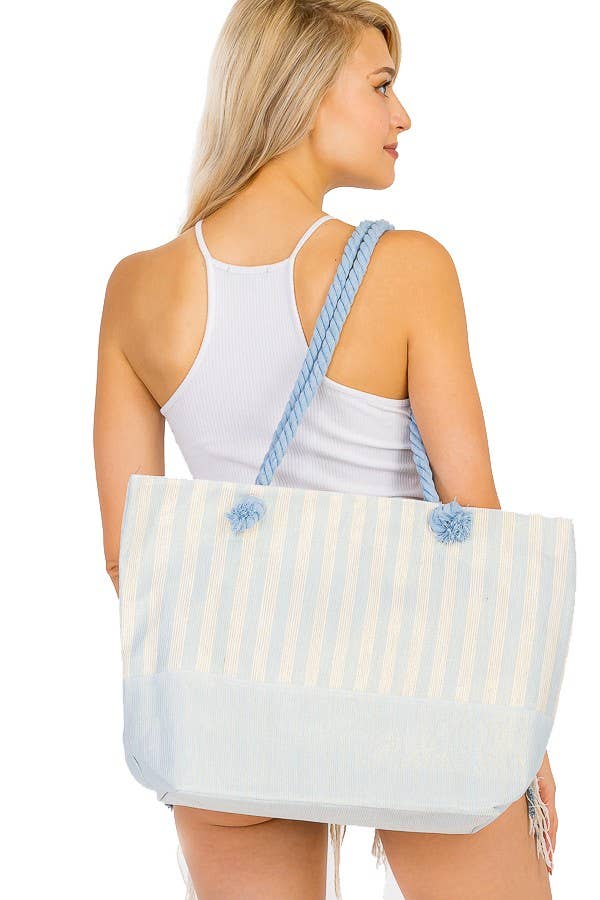 Vertical Shimmer Stripe Rope Tote