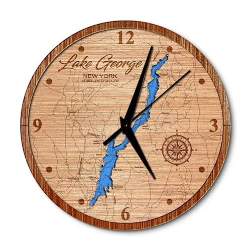 Lake George, New York Layered Map Clock