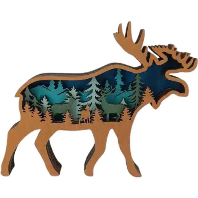 Lake George Custom Layered Blue Moose Ornament