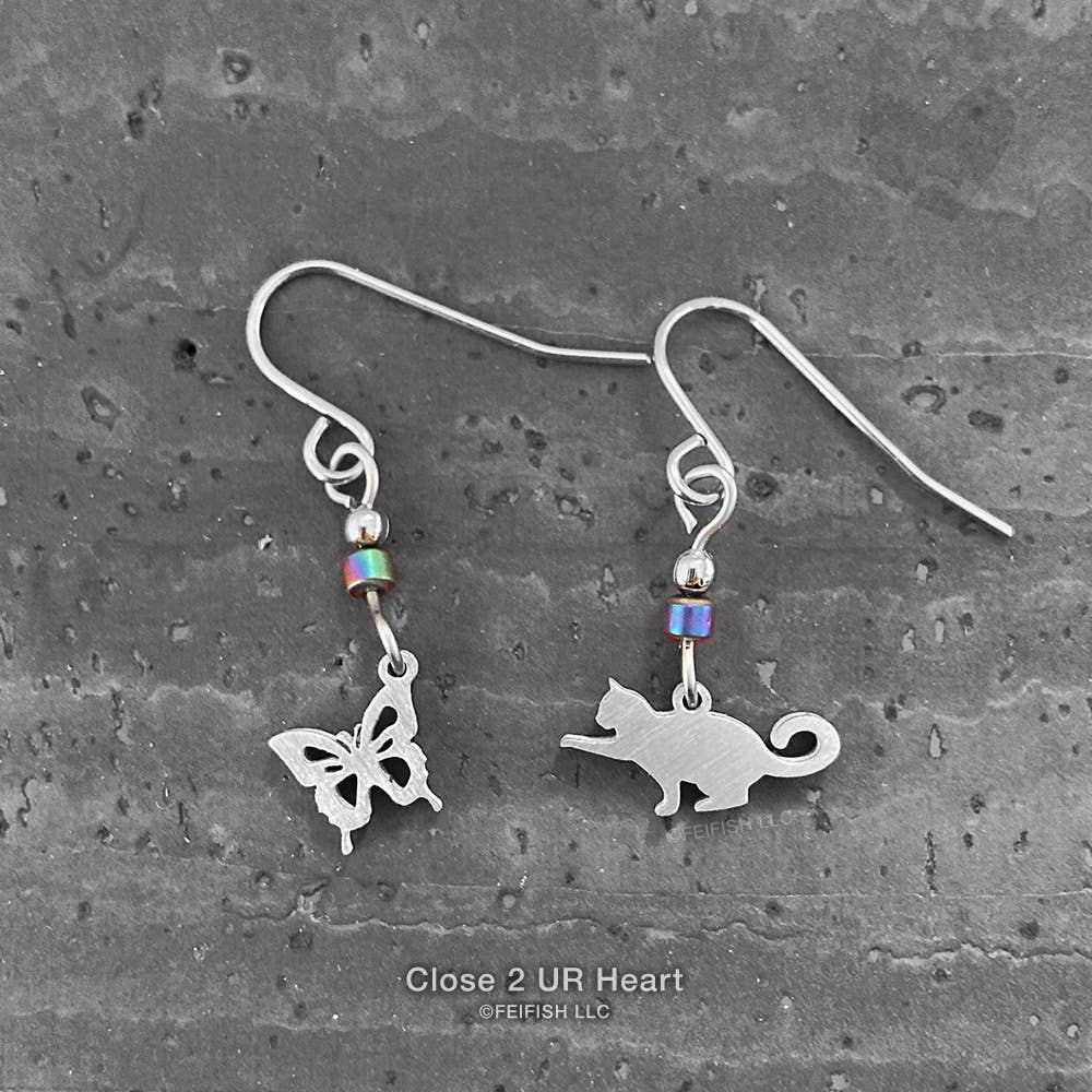 Cat and Butterfly Earrings