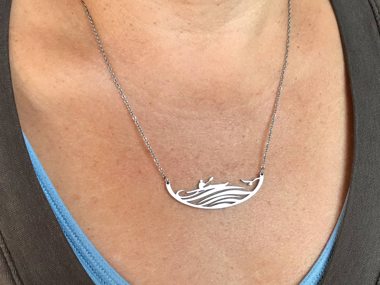 Kayaker Stainless Steel Necklace