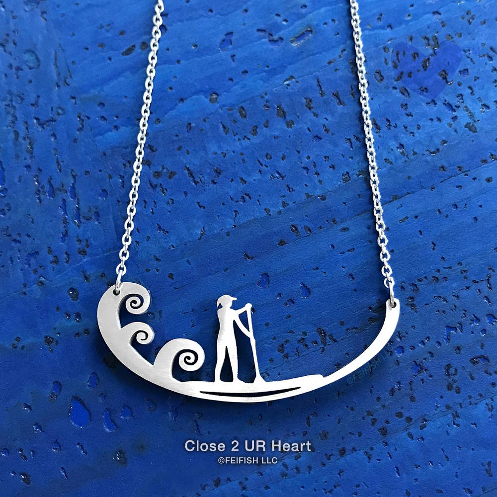 SUP Paddleboarder Stainless Steel Necklace