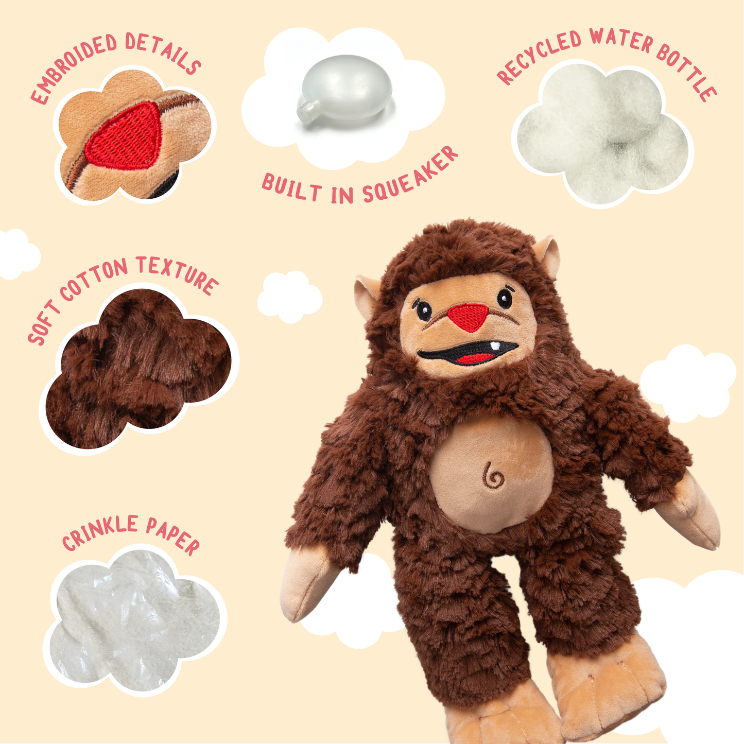 SnugArooz Billy the Big Foot Plush Dog Toy 11"