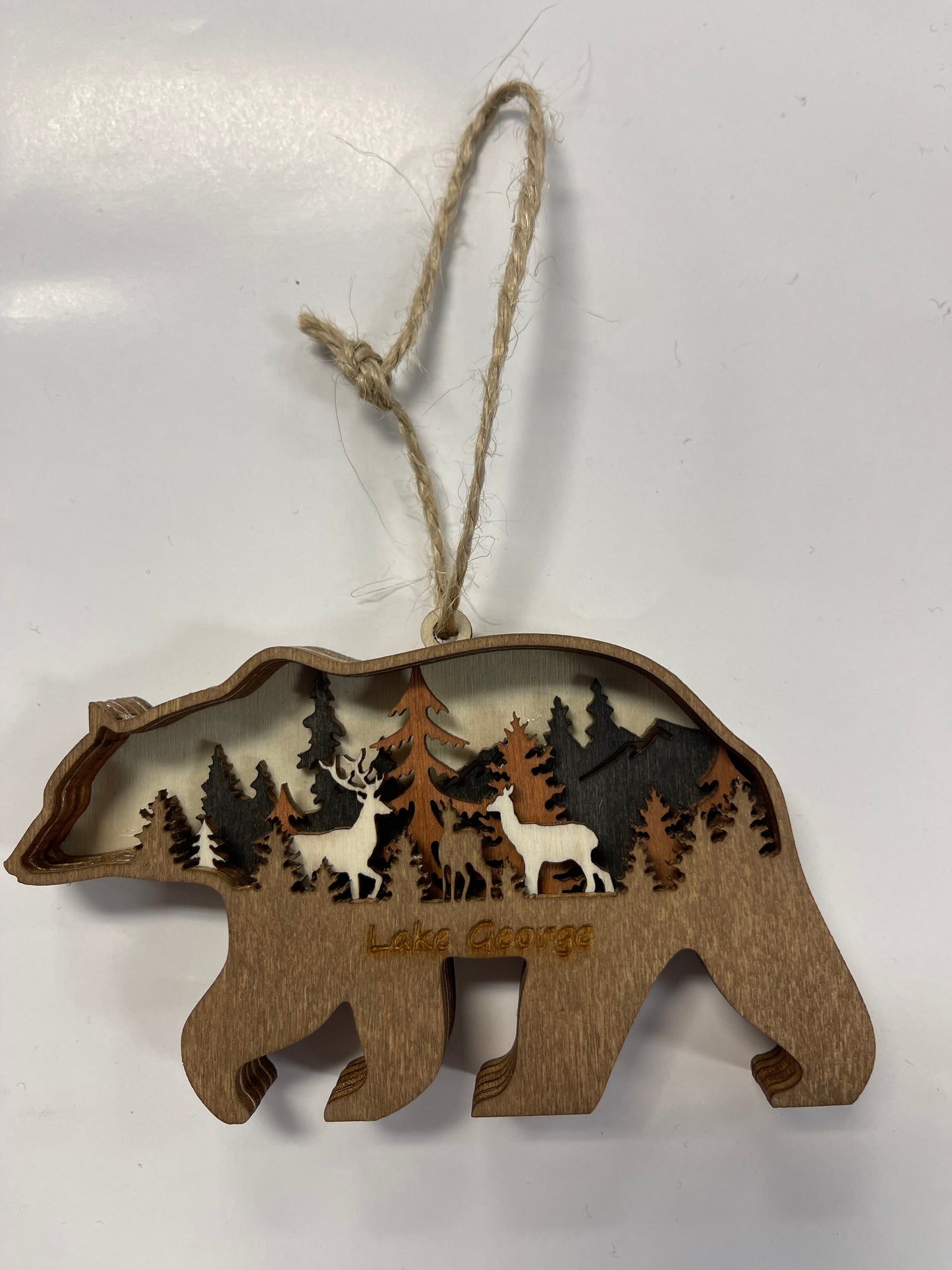 (5) Layer Customized Lake George Custom Layered Bear Ornament