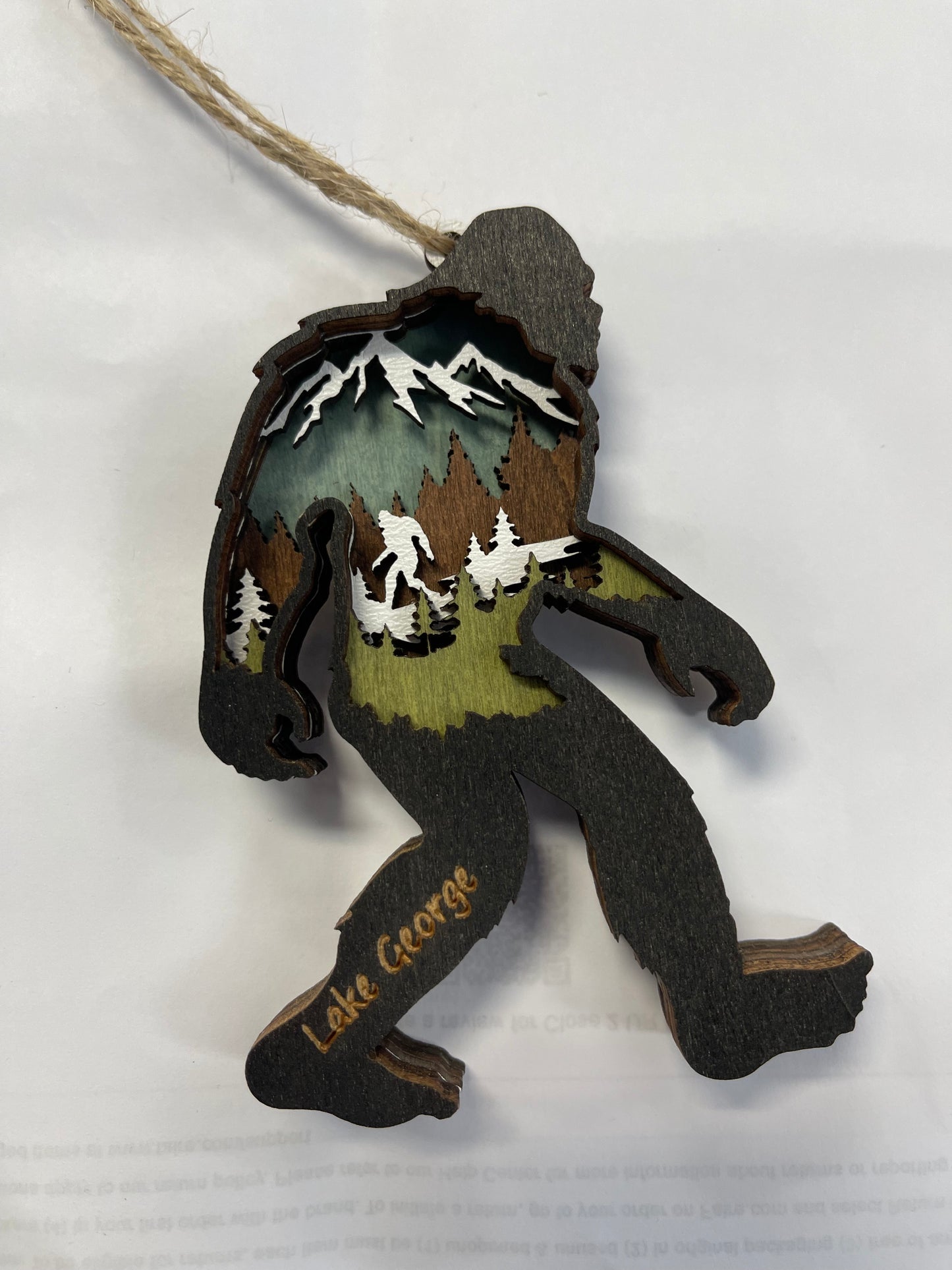 5 Layer Lake George Customized Bigfoot Ornament