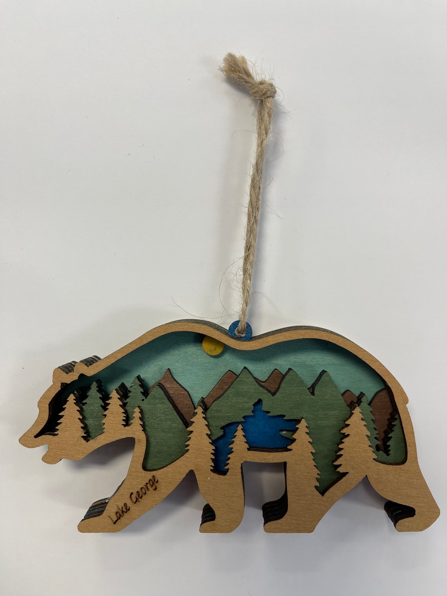 5 Layer Customized Lake George Mountain Bear Ornament