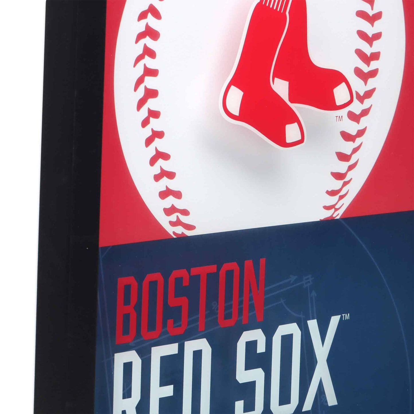 Boston Red Sox Logo Baseball & Diamond Framed Glass Sign