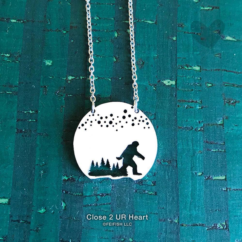Bigfoot Under The Stars Stainless Steel Necklace