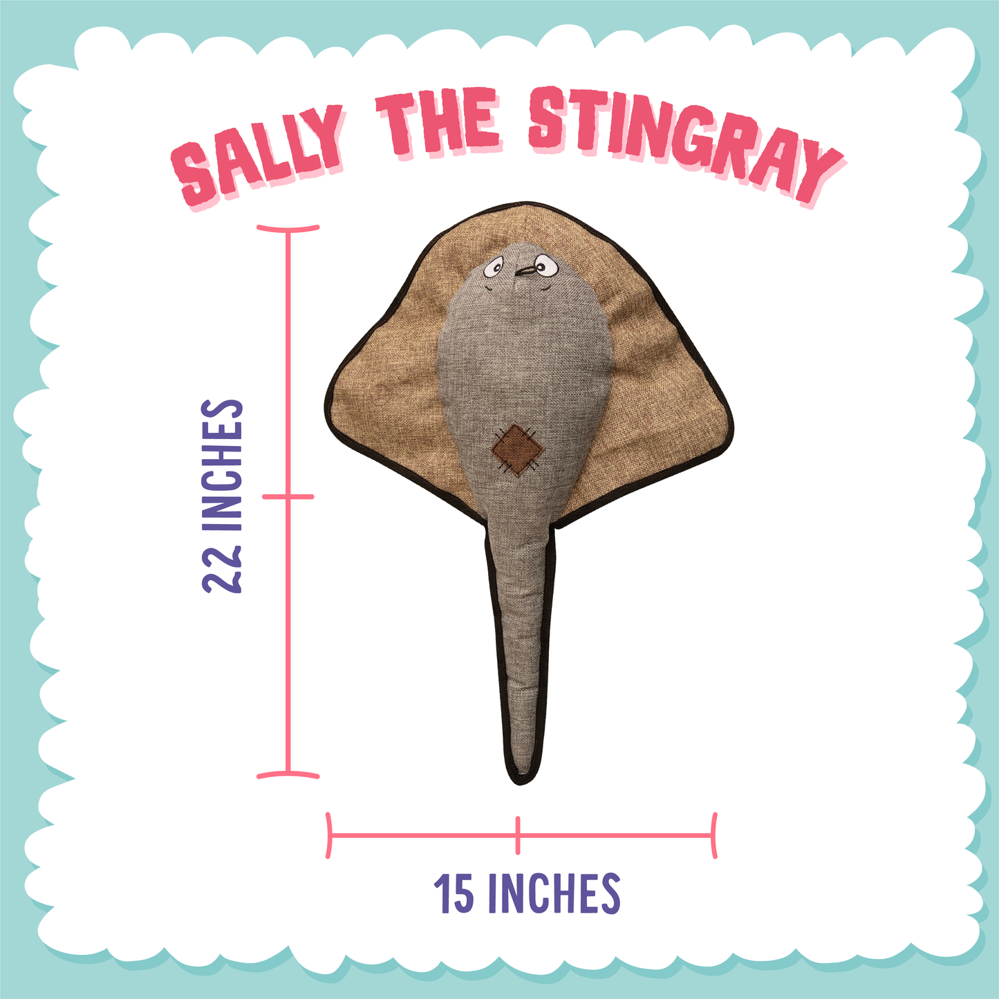 SnugArooz Sally the Stingray w/ Rubber Spikey Ball Toy 21"