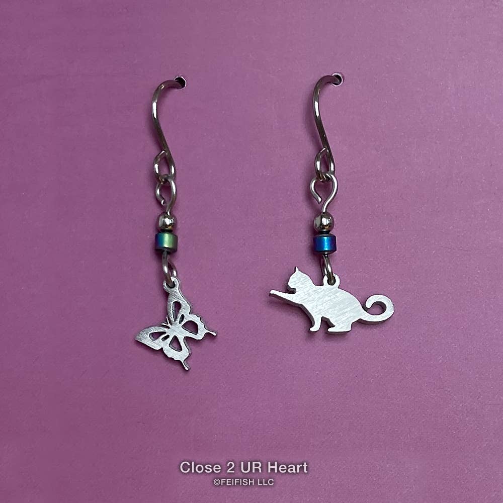 Cat and Butterfly Earrings