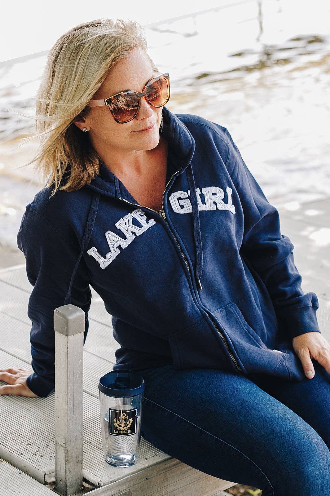 Full Zip Hoodie in Navy
