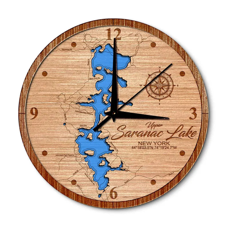Sacandaga Lake, New York Map Clock