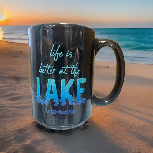 Life is Better at the Lake 15oz Black Mug 15 oz