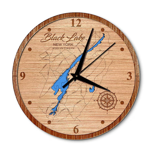 Black Lake, New York 14in Layered Map Clock