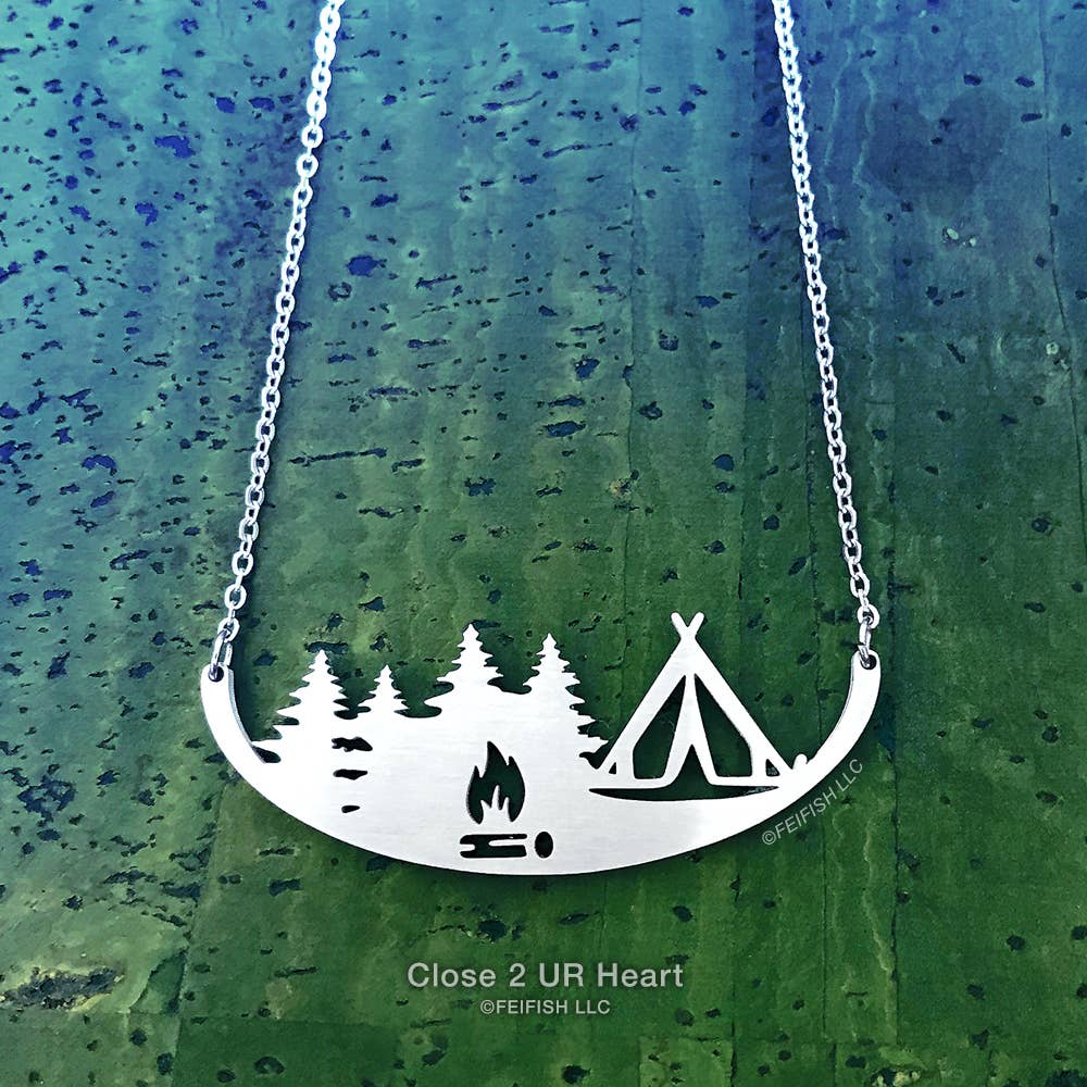 Tent Camping Stainless Steel Necklace