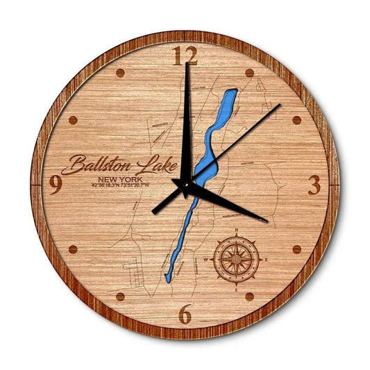 Ballston Lake, New York 14in Layered Map Clock
