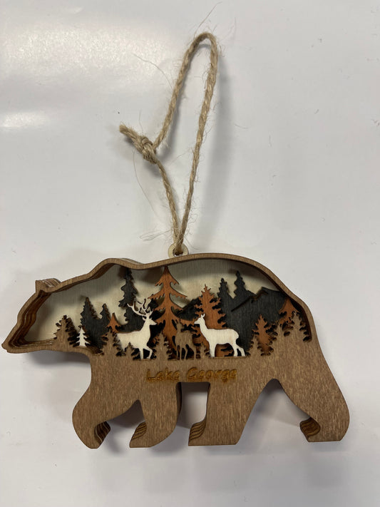 (5) Layer Customized Lake George Custom Layered Bear Ornament
