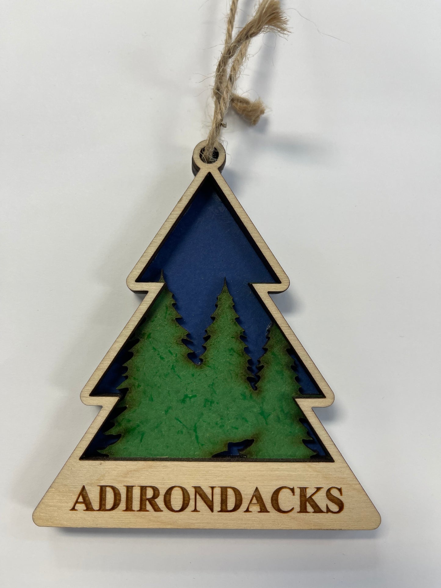 Customized Adirondacks Pine Tree 3 Layer Designed Ornament.