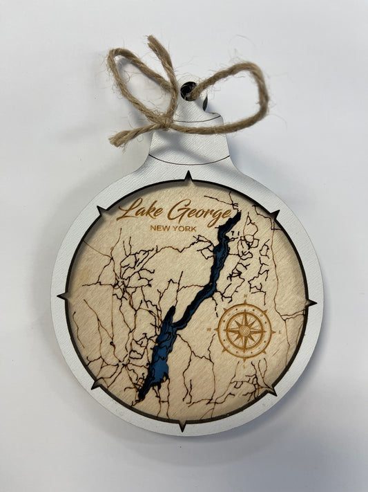 Lake George Custom 3 Layer Wood Round Ornament