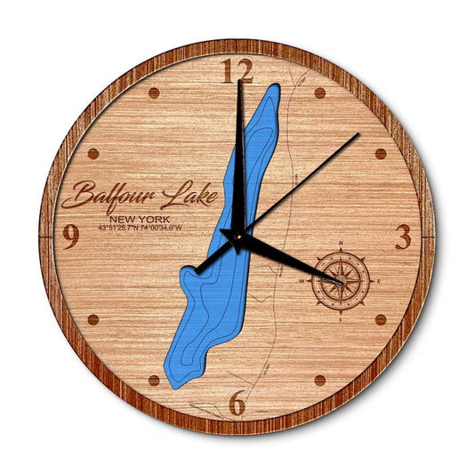 Balfour Lake, New York 14in Layered Map Clock