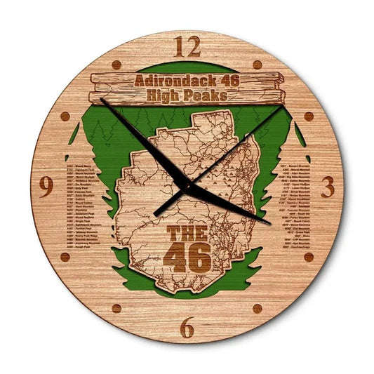 Adirondack High Peaks 46 New York 14in Layered Map Clock