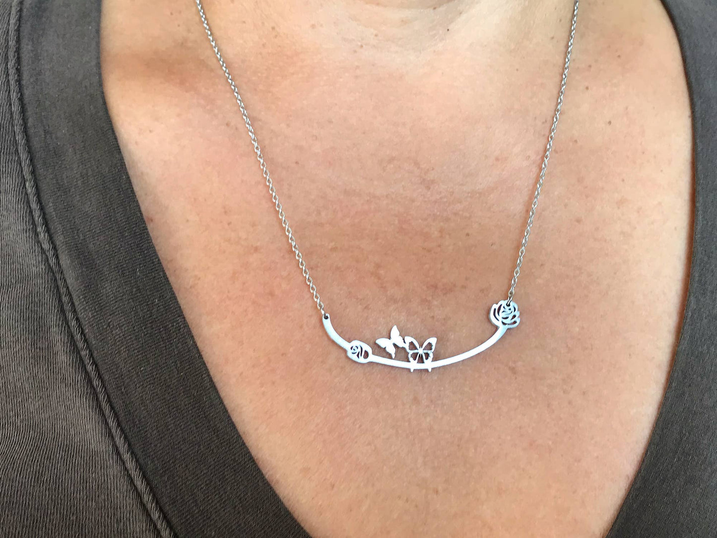 Butterflies Stainless Steel Necklace