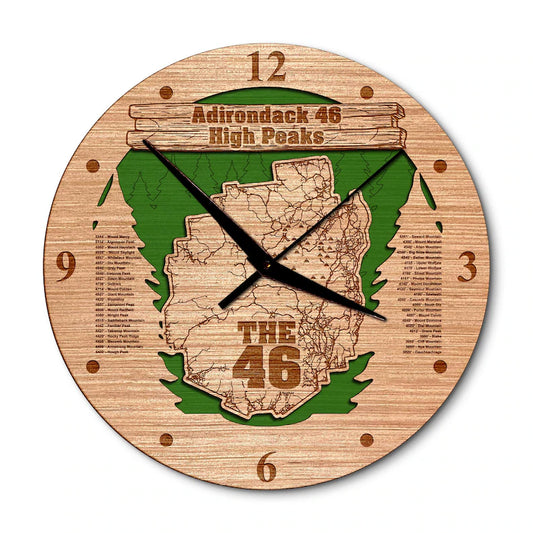 Adirondack High Peaks 46 New York Map Clock